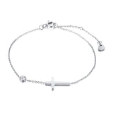 Ultra Thin Chain Link Cross Stainless Steel Women's Adjustable Link Stacked Layered Chain Christian Bracelets - The Jewellery Supermarket