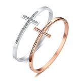 NEW ARRIVAL Charming Women Cross Cuff Crystal Bangles Bracelets For Women - Christian Jewellery