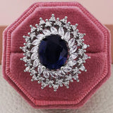 Delightful New Luxury Blue Color Oval Cut AAA+ Cubic Zirconia Diamonds Fashion Ring - The Jewellery Supermarket
