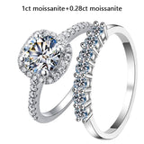 1CT 2CT 3CT Brilliant Diamond Halo Real High Quality Moissanite Diamonds Half Eternity Stackable Ring Sets - The Jewellery Supermarket