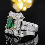 NEW - Luxury AAA+ Cubic Zirconia Green Color Princess Designer Ring - The Jewellery Supermarket