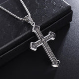 Classic Style Stainless Steel Christian Cross Pendant Necklace - Bible Amulet Banquet Jewellery