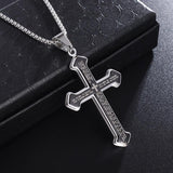 Classic Style Stainless Steel Christian Cross Pendant Necklace - Bible Amulet Banquet Jewellery - The Jewellery Supermarket