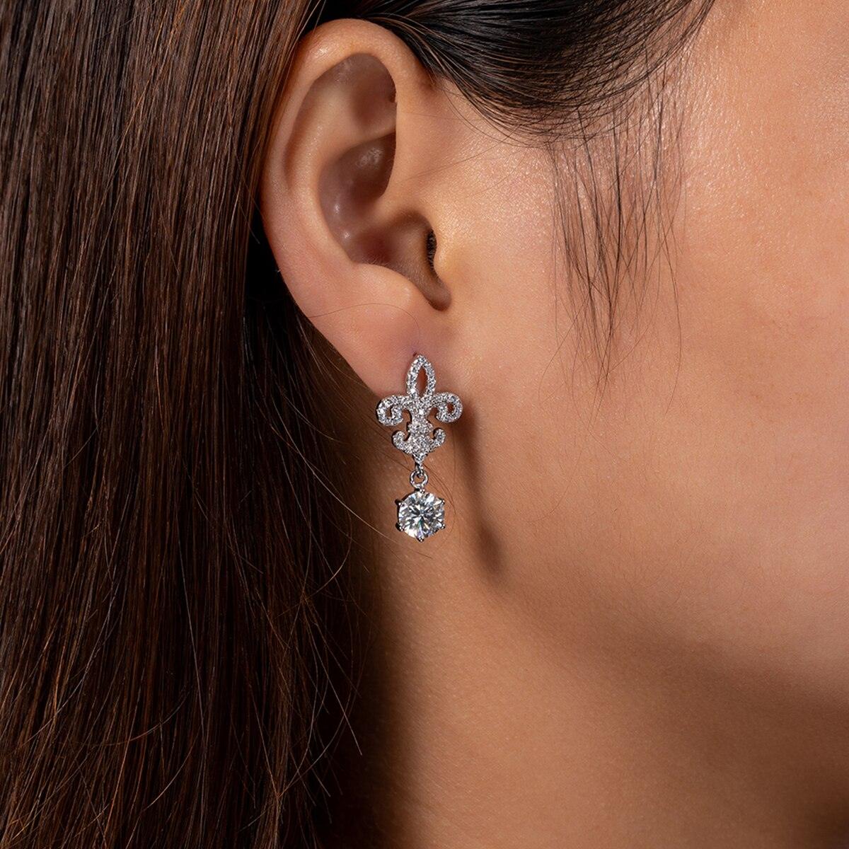 Impressive 1 Carat Luxury D Color ♥︎ High Quality Moissanite Diamonds ♥︎ Drop Hook Earrings - Fine Jewellery - The Jewellery Supermarket