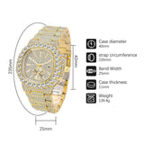 Outstanding Simulated Diamonds Iced Out Hip Hop Stylish Quartz Double Dial Heavy Gold Colour Watch For Men - The Jewellery Supermarket