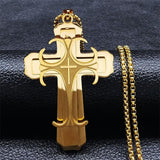 Glorious Stainless Steel Gold Colour Christ God Chain Big Cross Necklace - Christian Jewellery - The Jewellery Supermarket