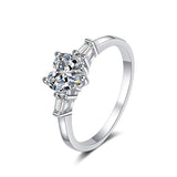 Platinum Plated 1.2 Carat Heart Cut High Quality Moissanite Diamonds Rings - 3 Stone Engagement Rings - The Jewellery Supermarket