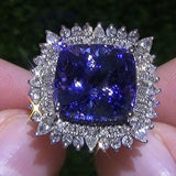 New Arrival Luxury Purple Color Cushion Cut Large AAA+ Quality CZ Diamonds Fashion Ring