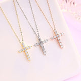 Sparkling 3mm D Color Real High Quality Moissanite Diamonds Cross Necklace - Fine Religious Jewellery - The Jewellery Supermarket