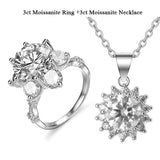 Sun Flower Design 5 Carat High Quality Moissanite Diamond Luxury Promise Statement Ring and Pendant - The Jewellery Supermarket