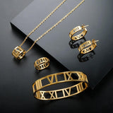 BEST SELLER New Design Hollow Roman Numerals Stainless Steel Jewellery Set for Women  - Fashion  Jewellery
