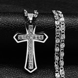 Attractive Catholic Cross Amulet CZ Crystal Gold Color Stainless Steel Pendant Chain Necklace - Christian Jewellery - The Jewellery Supermarket