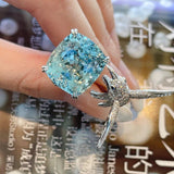 Brilliant New Luxury Sea Blue AAA+ Quality Cz Diamonds Seagull Design Ring - The Jewellery Supermarket