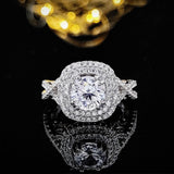 New Arrival Luxury Halo Round Cut Exquisite AAA+ Quality CZ Diamonds Designer Ring - The Jewellery Supermarket