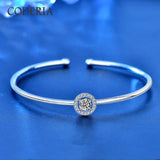 NEW ARRIVAL - Terrific Moissanite 0.5CT Diamond Platinum Plated Silver Round Solid Luxury Bangle