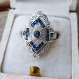 NEW VINTAGE RINGS Personalized Design Blue Zircon Geometric Crystal Ring - The Jewellery Supermarket