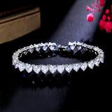 Super Chic Love Heart Shape AAA+ Cubic Zirconia Simulated Diamonds Classic Tennis Bracelet for Women - The Jewellery Supermarket