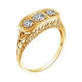 Vintage Style Trendy 3 Stone High Quality Moissanite Diamonds Ring 18KGP Fine Jewellery - The Jewellery Supermarket