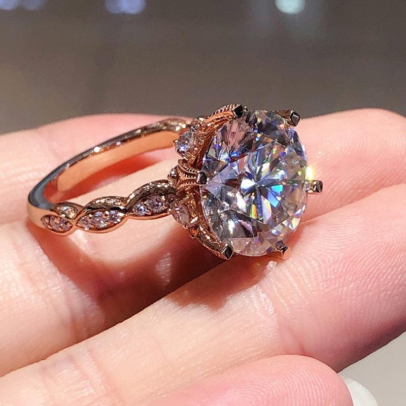 New Arrival Luxury Rose Gold Color Blossoms Round Cut A AA+ Quality CZ Diamonds Ring - The Jewellery Supermarket