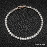 WONDERFUL Rose Gold Silver Color on Hand 3/4/5MM AAA+ Cubic Zirconia Simulated Diamonds Tennis Bracelets - The Jewellery Supermarket