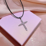 Exquisite personality Niche Design Clavicle AAA+ Cubic Zirconia Diamonds 925 Silver Flash cross necklace - The Jewellery Supermarket