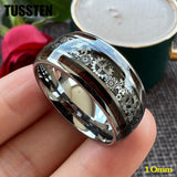 New Arrival Gear Design Cool Tungsten Domed Finish With Wood Inlay Men Women Wedding Ring