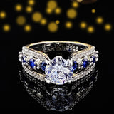 Impressive New Luxury Blue Color Designer AAA+ Cubic Zirconia Diamonds Fashion Ring