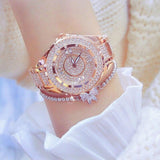 Fashion Bling Simulated Diamonds Gold Rose Gold Silver Original Elegant Ladies Watch With Bracelet Set - Ideal Gift - The Jewellery Supermarket