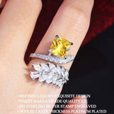 New Arrival Trendy Yellow Pink Colour Princess Cut AAA+ Quality CZ Diamonds Engagement Ring - The Jewellery Supermarket