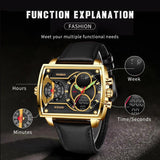 NEW - Square Digital Waterproof Quartz Sport Dual Display New Watch for Men - The Jewellery Supermarket