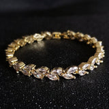 NEW - Gold Colour AAA+ Cubic Zirconia Trendy Leaves Quality Bracelets - The Jewellery Supermarket