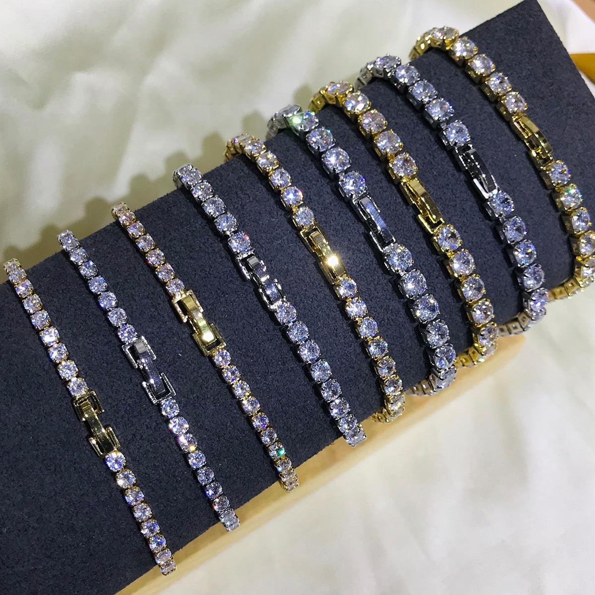 EXQUISITE Charming AAA+ Cubic Zirconia Simulated Diamonds Gold Colour Tennis Bracelets - The Jewellery Supermarket