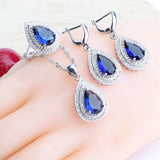Blue Zircon Crystals Silver Rings Pendant Stones Earrings Necklace Fashion Fashion Jewellery Sets For Women - The Jewellery Supermarket