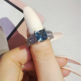 Splendid New Luxury Blue Color Designer AAA+ Cubic Zirconia Diamonds Fashion Ring - The Jewellery Supermarket