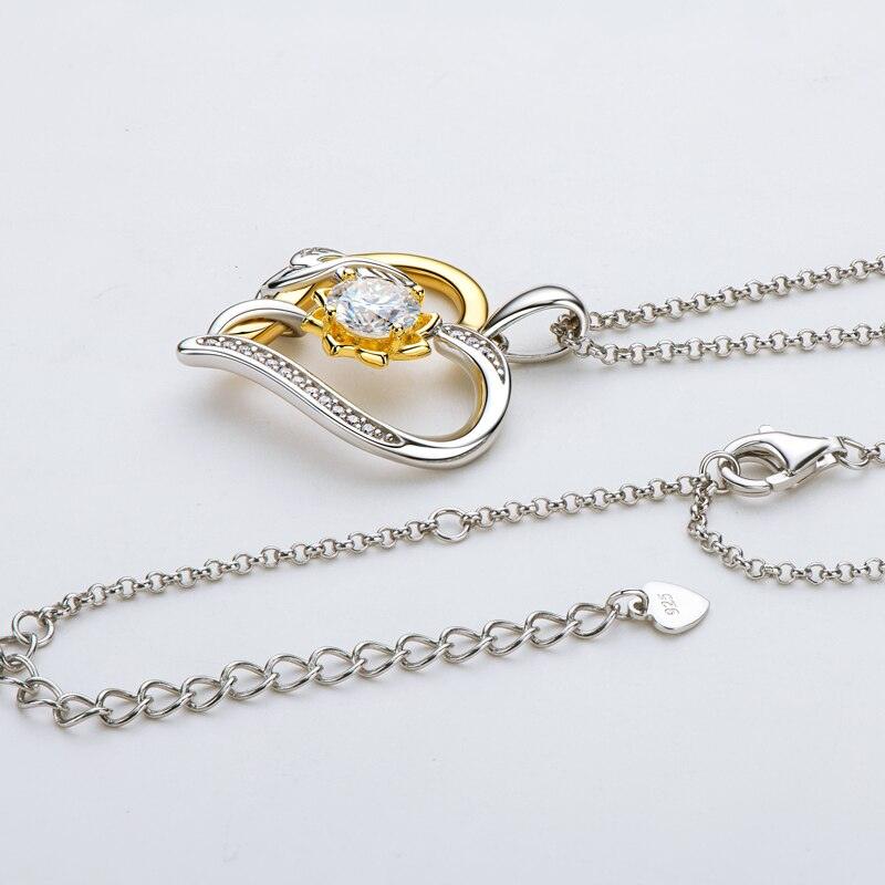 Heart Sunflower Design 6.5MM High Quality Moissanite Diamonds Heart Pendant Necklaces - Fine Jewellery - The Jewellery Supermarket