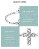 Real 925 Sterling Silver Charming Cross Shining AAA+ CZ Adjustable Chain Finger Rings - Fine Jewellery - The Jewellery Supermarket