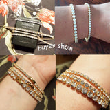 EXQUISITE Charming AAA+ Cubic Zirconia Simulated Diamonds Gold Colour Tennis Bracelets - The Jewellery Supermarket