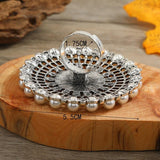 NEW VINTAGE RINGS Big Round Pearl Rings - Boho Oxidized Metal Adjustable Midi Finger Rings - The Jewellery Supermarket