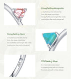 Women Silver Natural Opal Morganite Rings For Wedding Engagement Jewelry - The Jewellery Supermarket