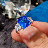 Excellent New Arrival Luxury Blue Yellow Color Rectangle AAA+ CZ Diamonds Fashion Rings - The Jewellery Supermarket