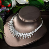 NEW Dazzling Leaf Shape Dangle Drop 4 Piece AAA+ Cubic Zirconia Diamonds Jewelry Set - The Jewellery Supermarket