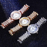 Best Selling Luxury Blig Fashion Brand Simulated Diamonds Steel Band Watch Bracelet Set - Ideal Gifts - The Jewellery Supermarket