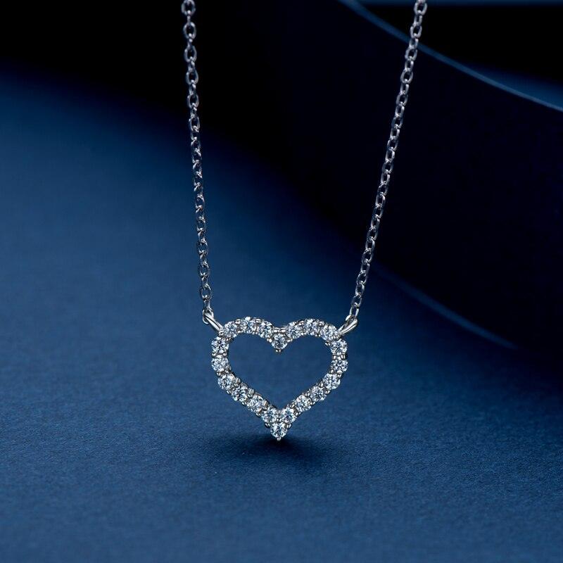 Charming Heart Design Round Cut 1.5mm(0.015ct) Real High Quality Moissanite Diamonds Cluster-Set Choker - The Jewellery Supermarket