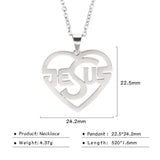 Charming Christian Jesus Heart Stainless Steel Pendant Necklace for Women - Religious Jewellery - The Jewellery Supermarket