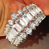 QUALITY RINGS New Arrival Luxury Rectangle Round AAA+ Cubic Zirconia Diamonds Fashion Ring - The Jewellery Supermarket