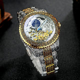 NEW - Top Brand Luxury Engraved Vintage Moon Phase Tourbillon Mechanical Skeleton Watch - The Jewellery Supermarket