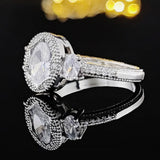 New Luxury Oval AAA+ Cubic Zirconia Diamonds Designer Engagement Ring - The Jewellery Supermarket