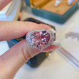 NEW Supernatural Luxury Oversized Pink Heart-shaped AAA+ Quality CZ Diamonds Ring - The Jewellery Supermarket