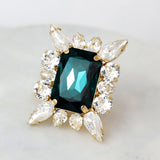 NEW VINTAGE RINGS Large Green Square Crystal Statement for Women Adjustable Rhinestone Exaggerated Ring - The Jewellery Supermarket