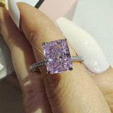 QUALITY RINGS New Design Luxury Pink Radiant Cut AAA+ CZ Diamonds Fashion Ring